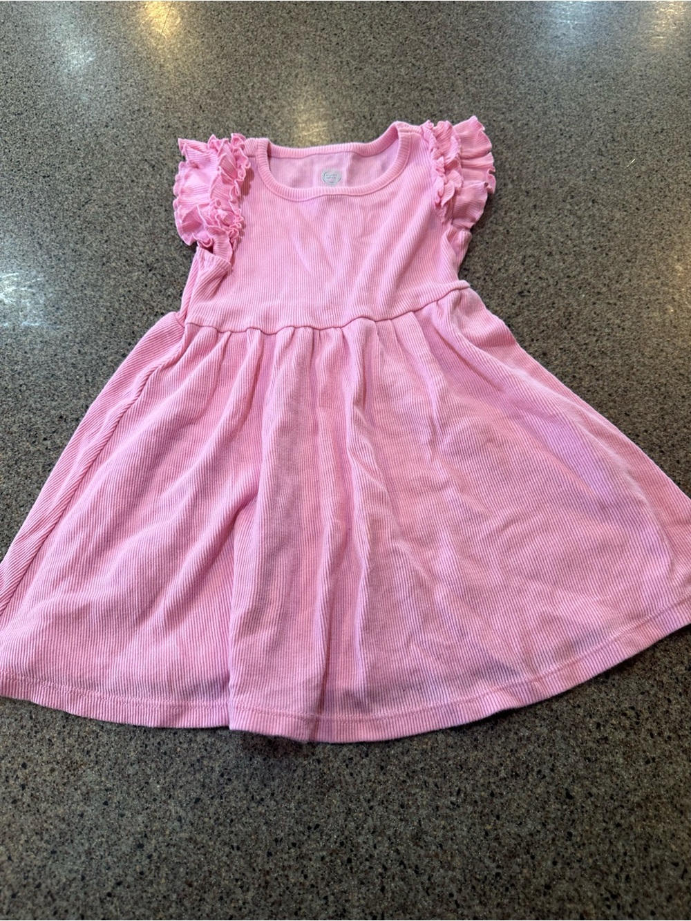Girls Pink Ruffle Sleeve Knit Dress